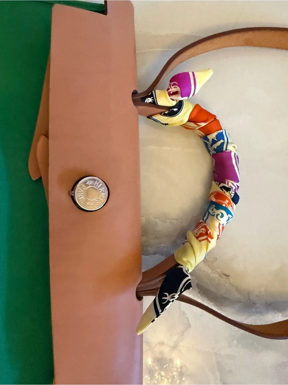 HERMES HER BAG GREEN WITH BROWN